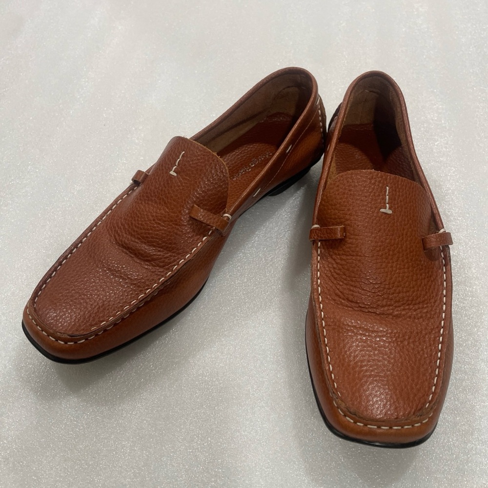 Margo Farin Brown Slip On Pebbled Leather Loafers Italy Women’s size 7.5 (38)